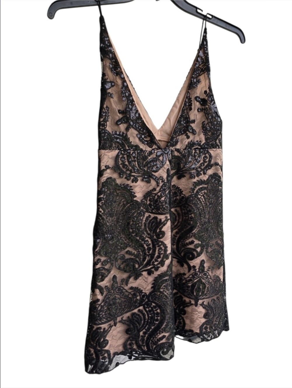 Free People Black Night Shimmers Mini Dress NWT Plunge Party Dress - Picture 8 of 15